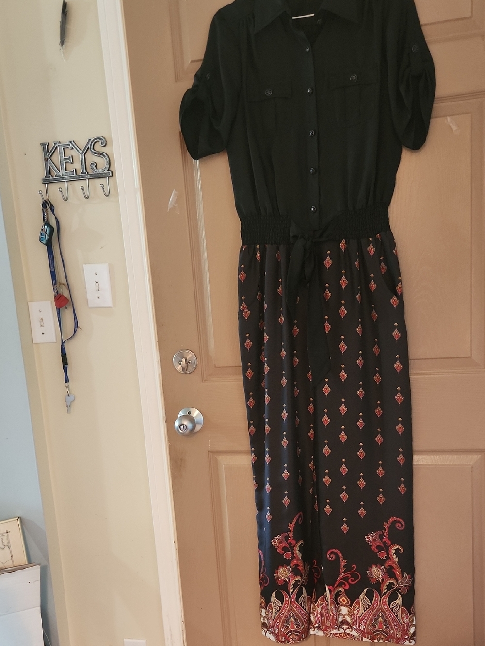 Bebe Silk Black Short-Sleeve Jumpsuit Sz LG